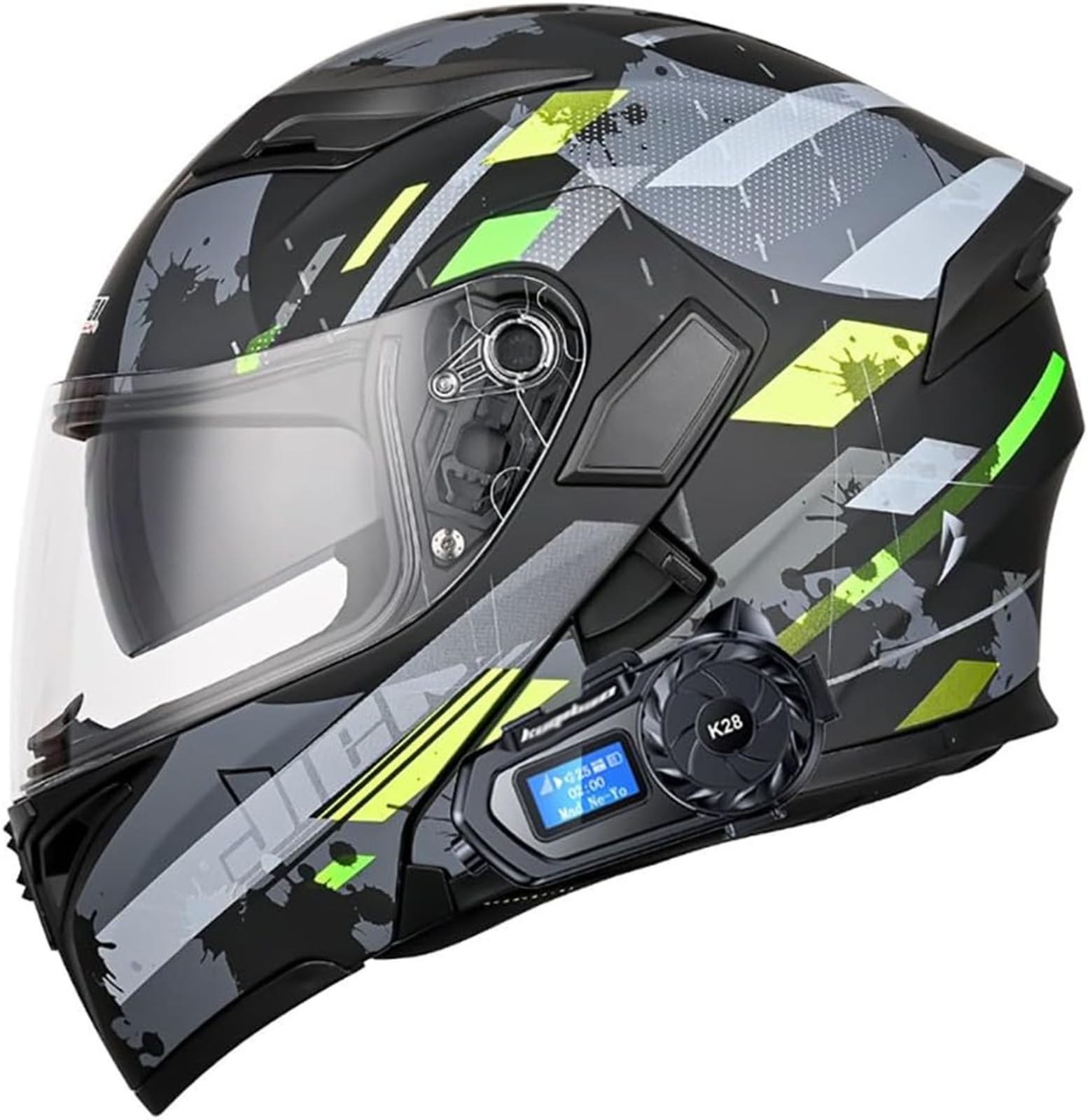 Motorradhelm Mit Bluetooth, Modularer Flip-Forward-Motorradhelm, ECE-Zugelassener, Hochklappbarer Integralhelm, Für Erwachsene, Männer Und Frauen D,L59-60CM von BDBRHFG