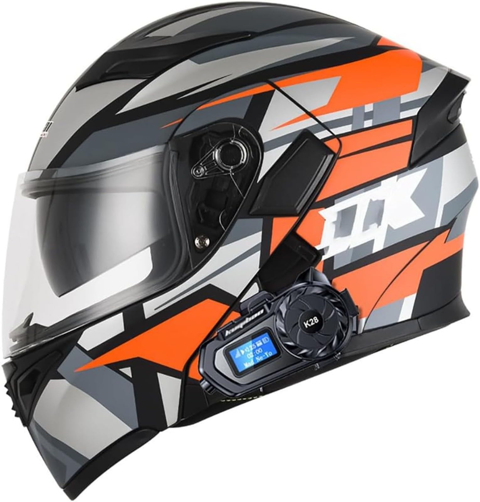 Motorradhelm Mit Bluetooth, Modularer Flip-Forward-Motorradhelm, ECE-Zugelassener, Hochklappbarer Integralhelm, Für Erwachsene, Männer Und Frauen E,L59-60CM von BDBRHFG