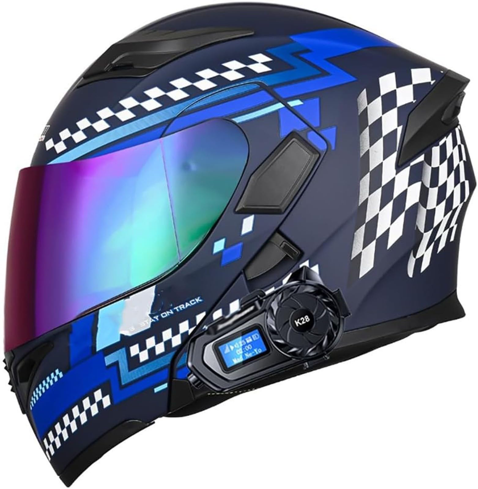 Motorradhelm Mit Bluetooth, Modularer Flip-Forward-Motorradhelm, ECE-Zugelassener, Hochklappbarer Integralhelm, Für Erwachsene, Männer Und Frauen G,M57-58CM von BDBRHFG