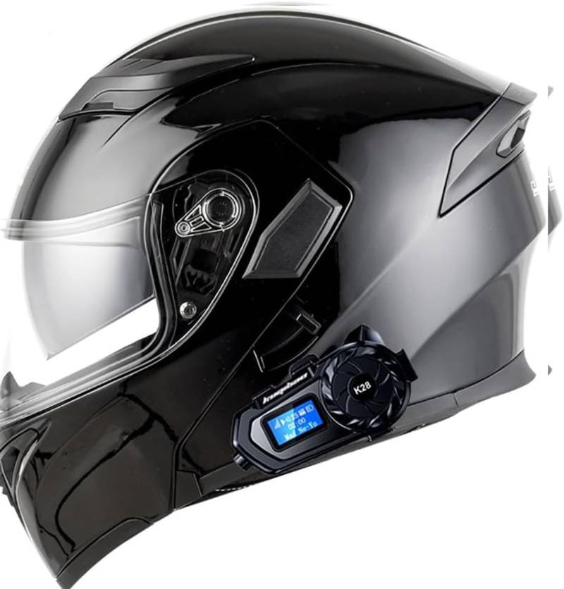 Motorradhelm Mit Bluetooth, Modularer Flip-Forward-Motorradhelm, ECE-Zugelassener, Hochklappbarer Integralhelm, Für Erwachsene, Männer Und Frauen H,L59-60CM von BDBRHFG