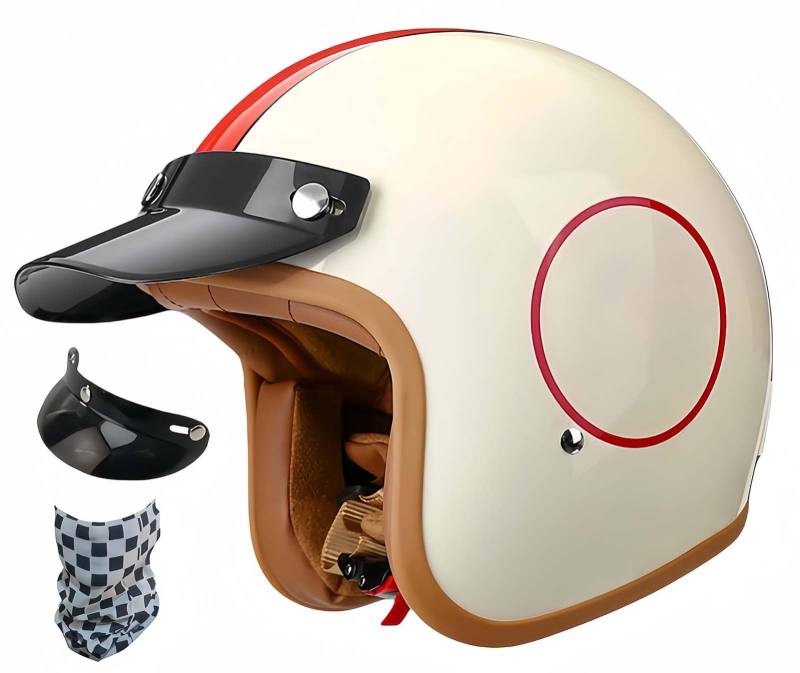 Motorradhelme Jethelme Für Schutzhelm ABS Four Seasons 3/4 Helmliebhaber Herausnehmbares Innenfutter ECE Krempe A,L56-57CM von BDBRHFG