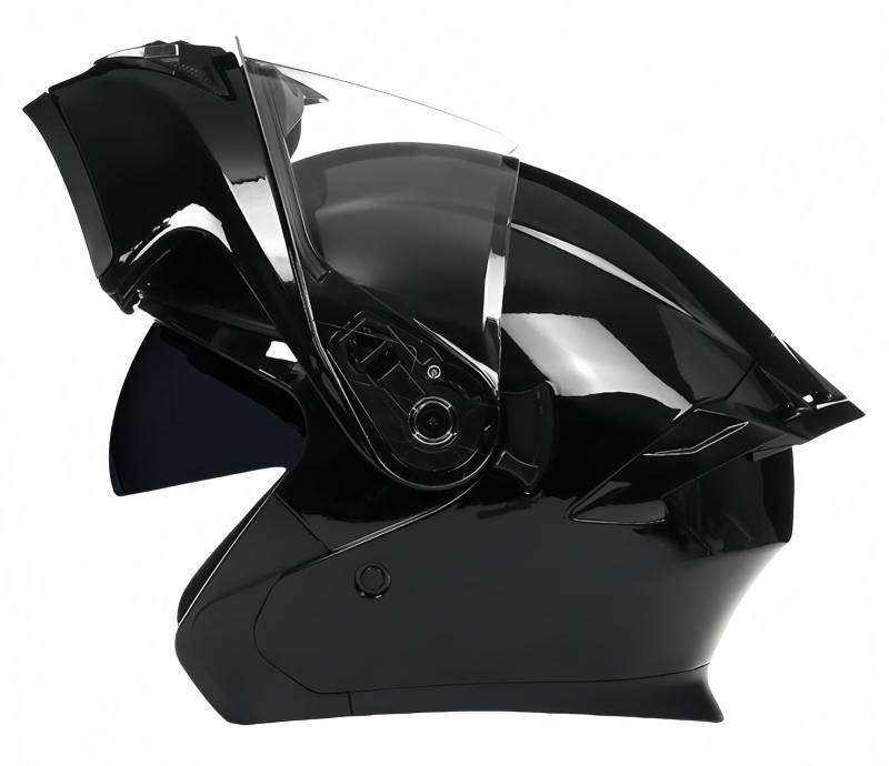 Motorradhelmmotorrad-Integralhelm, Motorrad-Sturzhelm Für Erwachsene, ECE-Geprüft, Eingebautes Doppelvisier, Hochklappbare Vorderseite D,XL61-62CM von BDBRHFG