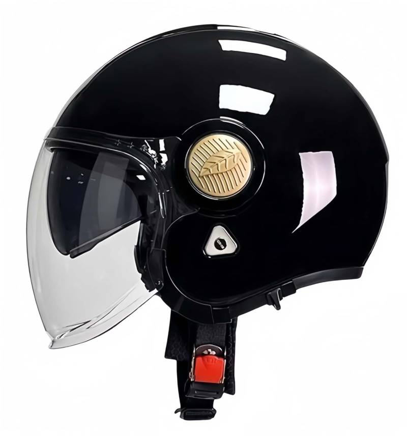 Neuer Motorradhelm, ECE-Zertifizierter Doppelsicht-Offener Motorradhelm Mit Sonnenblende, Motorrad-Halbhelm Für Erwachsene, Für Männer Und Frauen E,M57-58CM von BDBRHFG