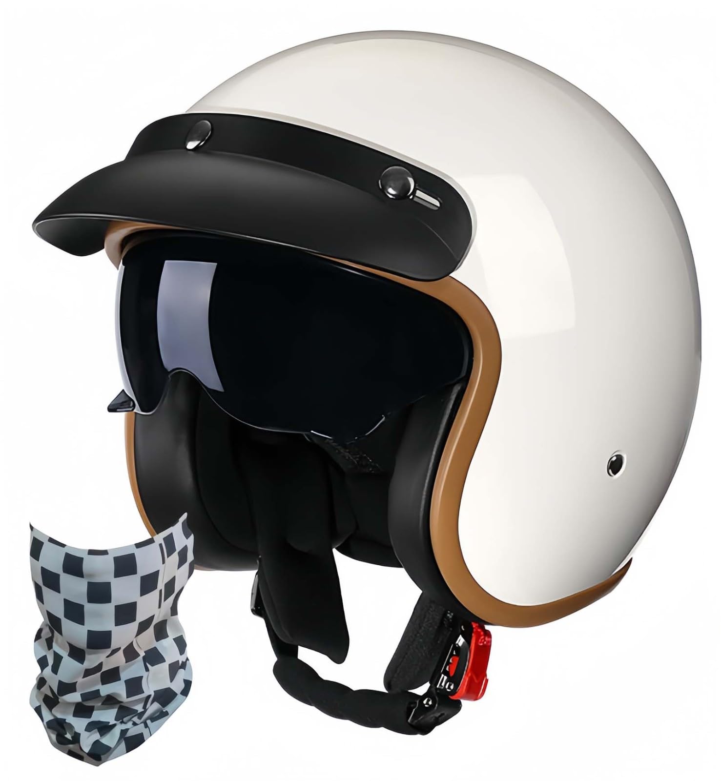 Retro-Motorradhelm, 3/4-Motorradhelm Mit Offenem Gesichtsschutz Und Sonnenblende Für Erwachsene, Männer Und Frauen, ECE-Geprüft A,M57-58CM von BDBRHFG