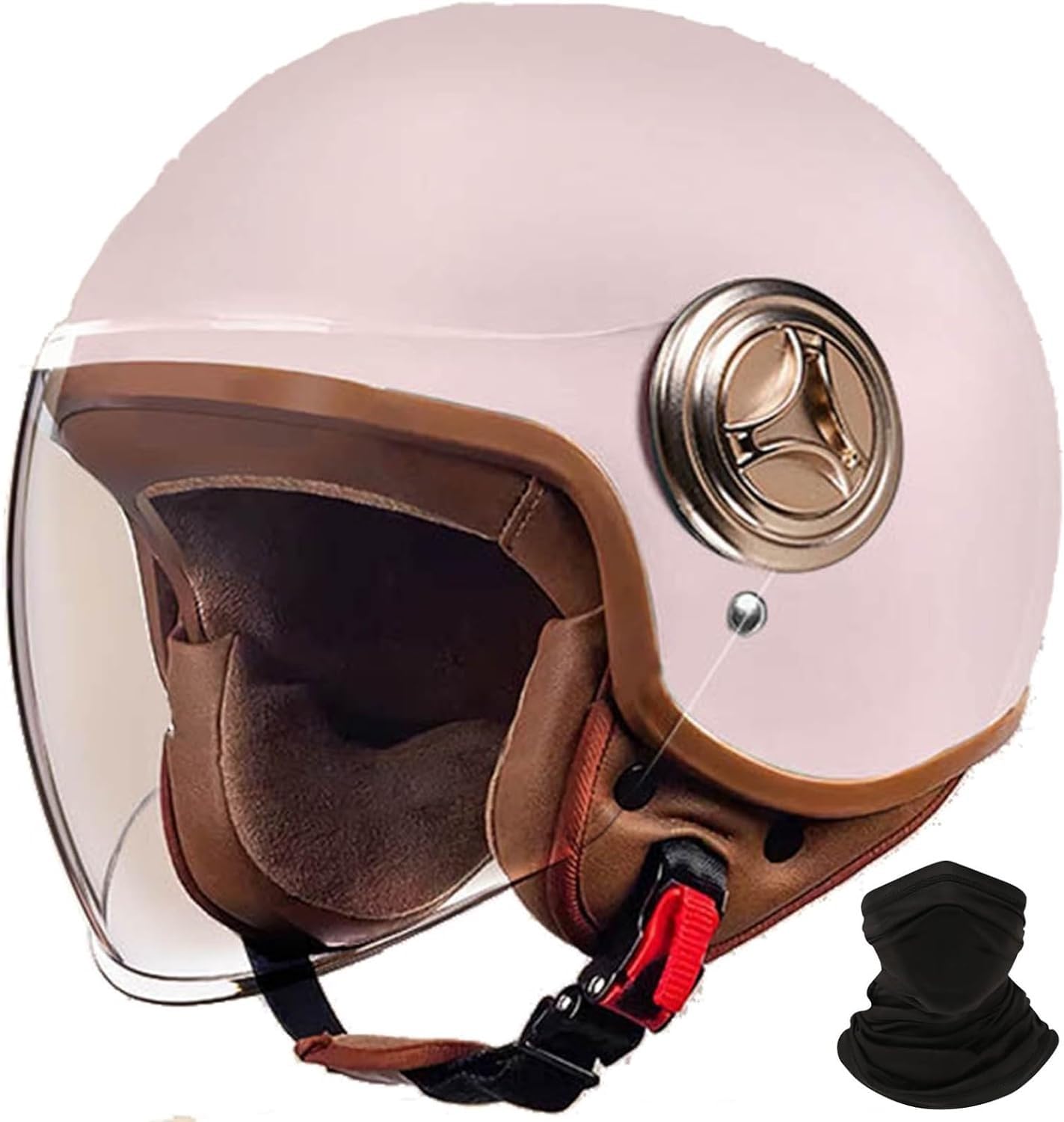 Retro-Motorradhelm, Offener Halb-Jet-Helm, Roller-Helm Mit Visier, DOT/ECE-Zugelassener Moped-Helm, Modischer Outdoor-Cruiser, ATV, Balancierendes Auto, Moped B,M 56-57cm von BDBRHFG