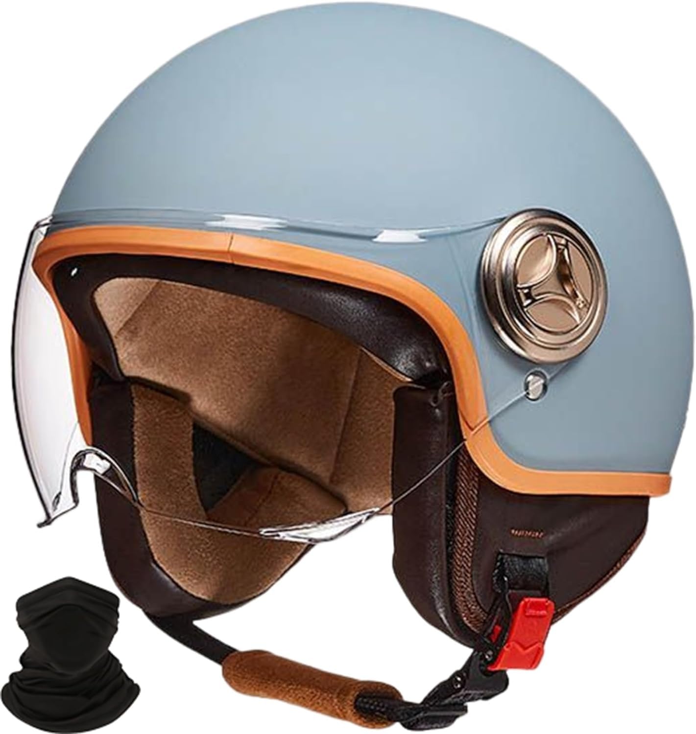 Retro-Motorradhelm, Offener Halb-Jet-Helm, Roller-Helm Mit Visier, DOT/ECE-Zugelassener Moped-Helm, Modischer Outdoor-Cruiser, ATV, Balancierendes Auto, Moped H,L 58-60cm von BDBRHFG