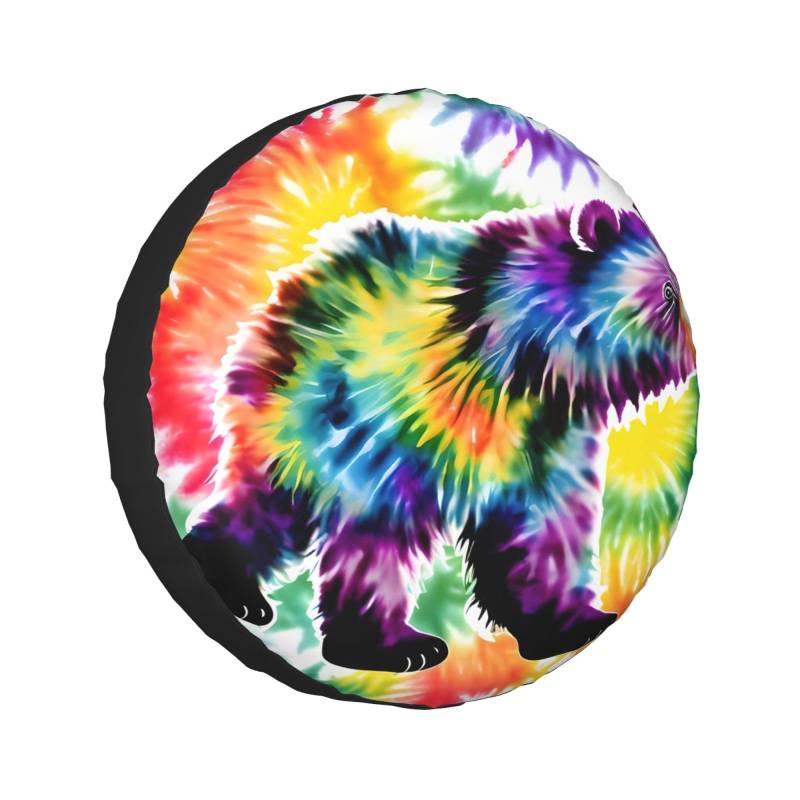 Bear Dancing Tie Dye Print Ersatzreifenabdeckung, wetterfest, Universal-Radschutz, Wohnmobil, Reise von BDDFN