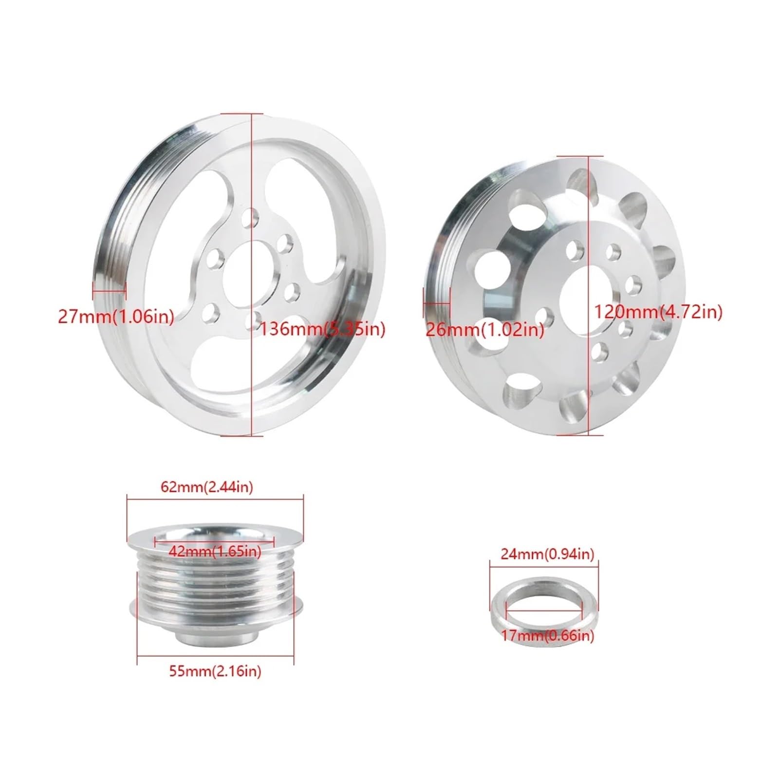 Auto Verschleißteile Billet Aluminium Leichte Kurbelwelle Kurbel Riemenscheibe Kompatibel for Vw Kompatibel for Audi TT 225 8n 1,8 T(Silver) von BDGYJGFE