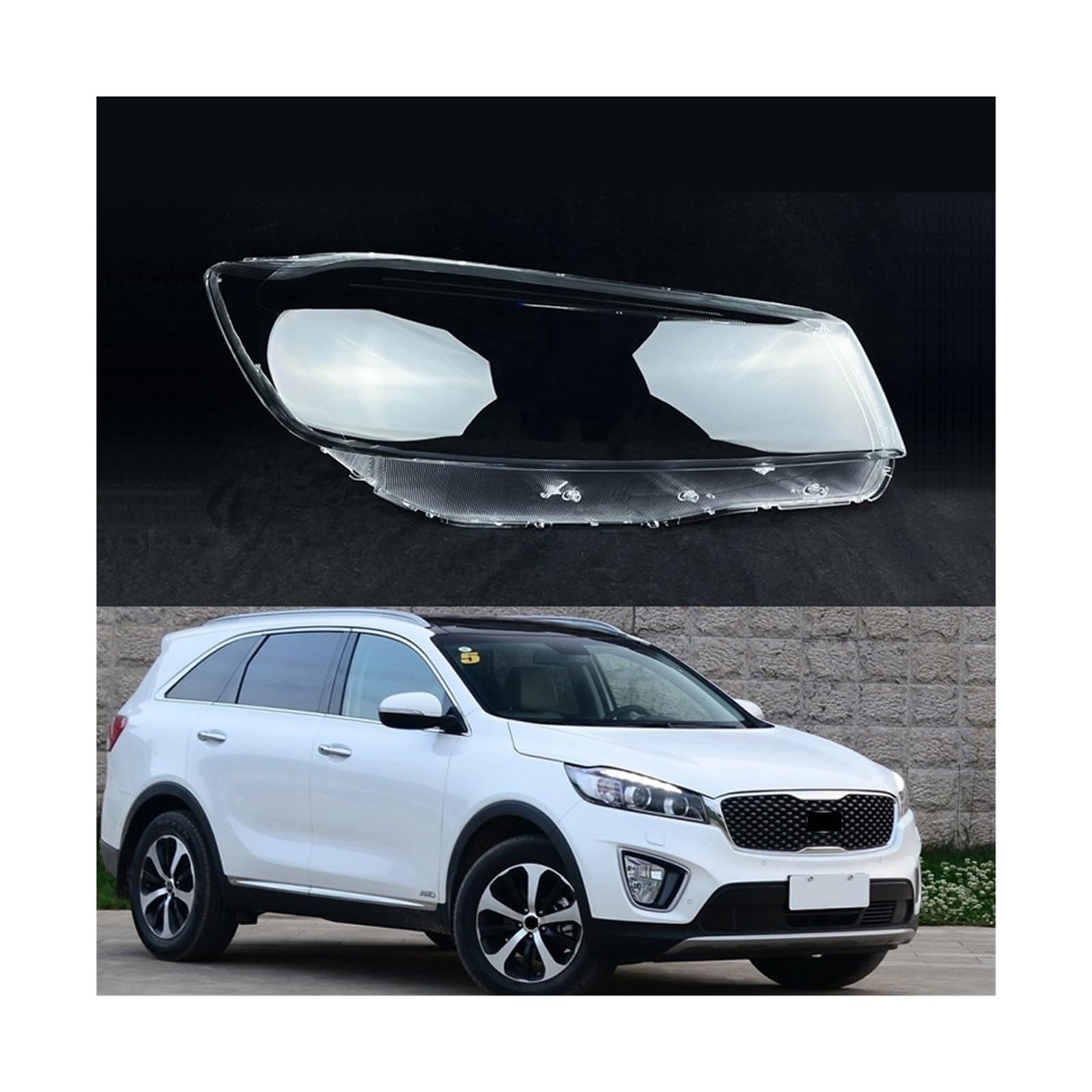 Autoscheinwerfer-Objektivabdeckung, Scheinwerfer-Lampenschale, Scheinwerfer-Glasabdeckung, kompatibel mit Kia Sorento 2015 2016 2017 2018(Left) von BDGYJGFE