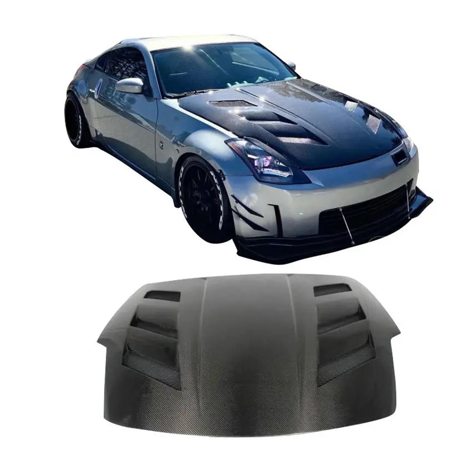 Klassischer Stil Carbon Fiber Front Motorhaube Haube Kompatibel for Nissan 350Z Z33 07 Up von BDGYJGFE