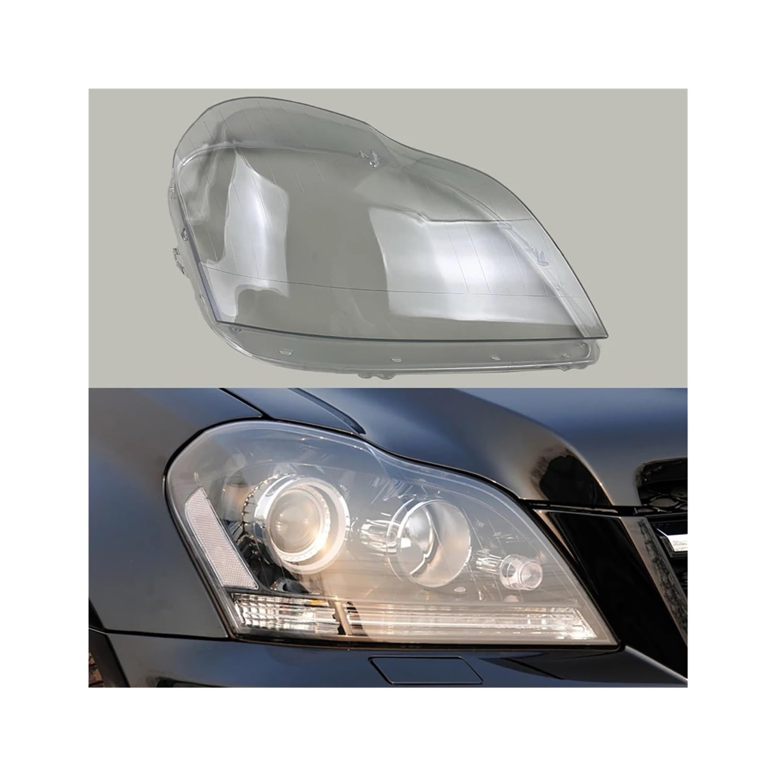 Kompatibel for Benz GL-Klasse X164 GL350 GL450 2006-2011 Frontscheinwerferabdeckung Scheinwerferlampenschale Transparenter Lampenschirm Objektiv Plexiglas(Right) von BDGYJGFE