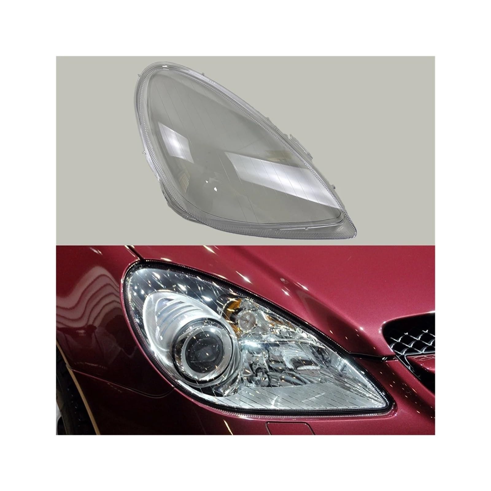 Kompatibel for Benz SLK-Klasse W171 2004-2010 Frontscheinwerferabdeckung, transparente Lampenschirme, Lampenschalenmasken, Scheinwerferschirmlinse, Plexiglas(Right) von BDGYJGFE