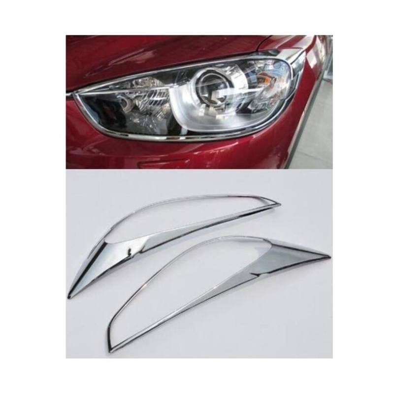 Kompatibel for Mazda CX-5 CX5 2013 2014 2015 2016 CHROM FRONT SCHEINWERFER + HINTEN RÜCKLICHT LICHT ABDECKUNG TRIM ZUBEHÖR JF(Front lampshade) von BDGYJGFE