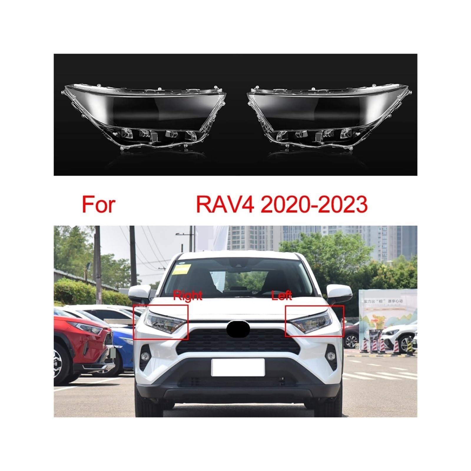 Kompatibel for Toyota RAV4 2020-2023 Auto-Frontscheinwerferabdeckung Scheinwerferschale Transparentes Glas Lampenschirm Maske Objektiv AUTO Zubehör(Left) von BDGYJGFE