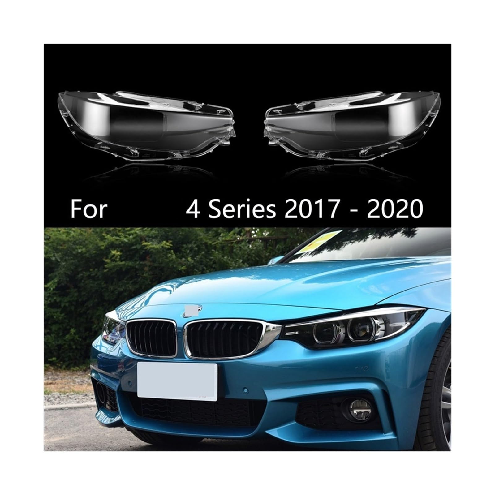 Kompatibel mit BMW 4er M3 M4 F32 F33 F36 F80 2017 2018 2019 2020 Scheinwerfer-Lichtabdeckung, Scheinwerferschale, Lampenschirmglas, Lampenschirmlinse(Left and Right) von BDGYJGFE