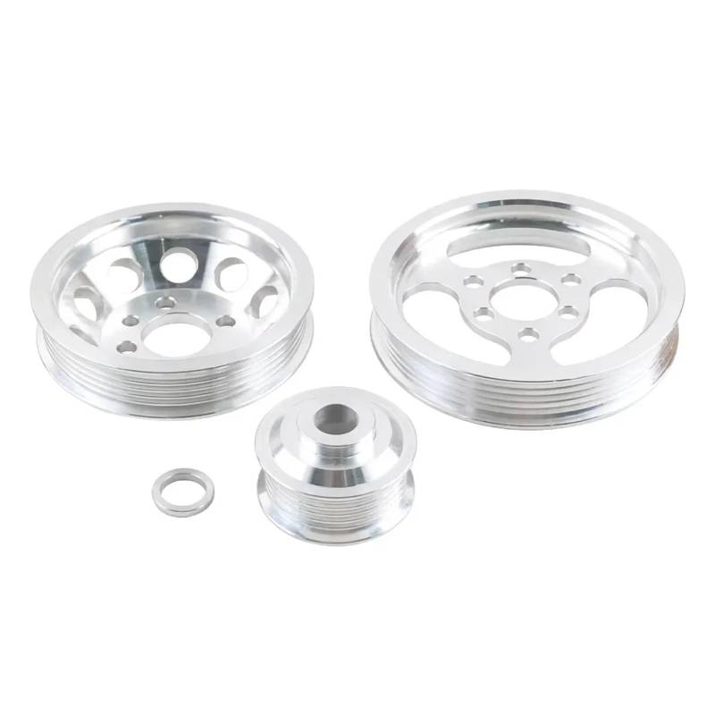 Set 3 Stück Auto-Verschleißteile Billet-Aluminium-Kurbelwelle Kurbelriemenscheibe kompatibel for VW Golf GTI Jetta Beetle 99–05 1,8 T 2,0 L 20 V(Silver) von BDGYJGFE