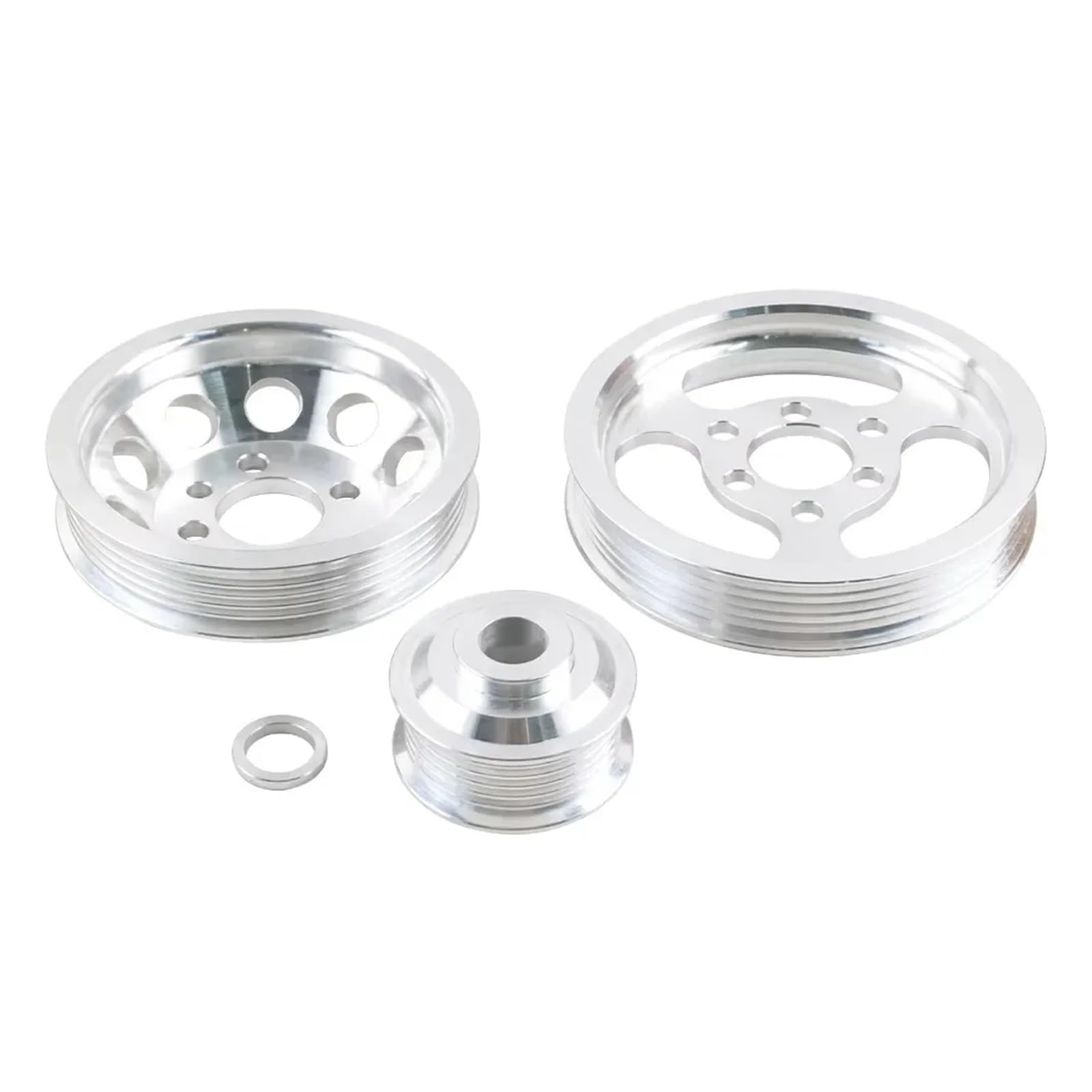 Set 3 Stück Auto-Verschleißteile Billet-Aluminium-Kurbelwelle Kurbelriemenscheibe kompatibel for VW Golf GTI kompatibel for Jetta Bettle 99–05 1,8 T 2,0 l 20 V(Silver) von BDGYJGFE