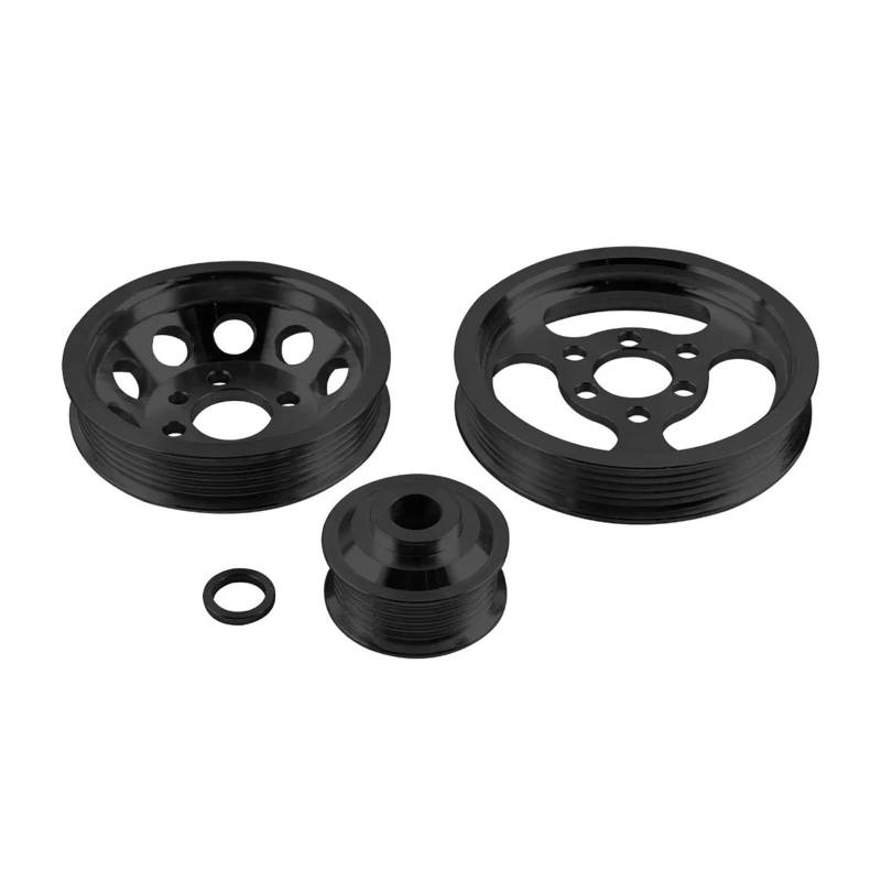 Set 3 Stück Riemenscheibe Autoverschleißteile Billet Aluminium Kurbelwelle Kurbelscheibe kompatibel for VW Golf GTI Jetta Beetle 99–05 1,8 T 2,0 L 20 V(Black) von BDGYJGFE