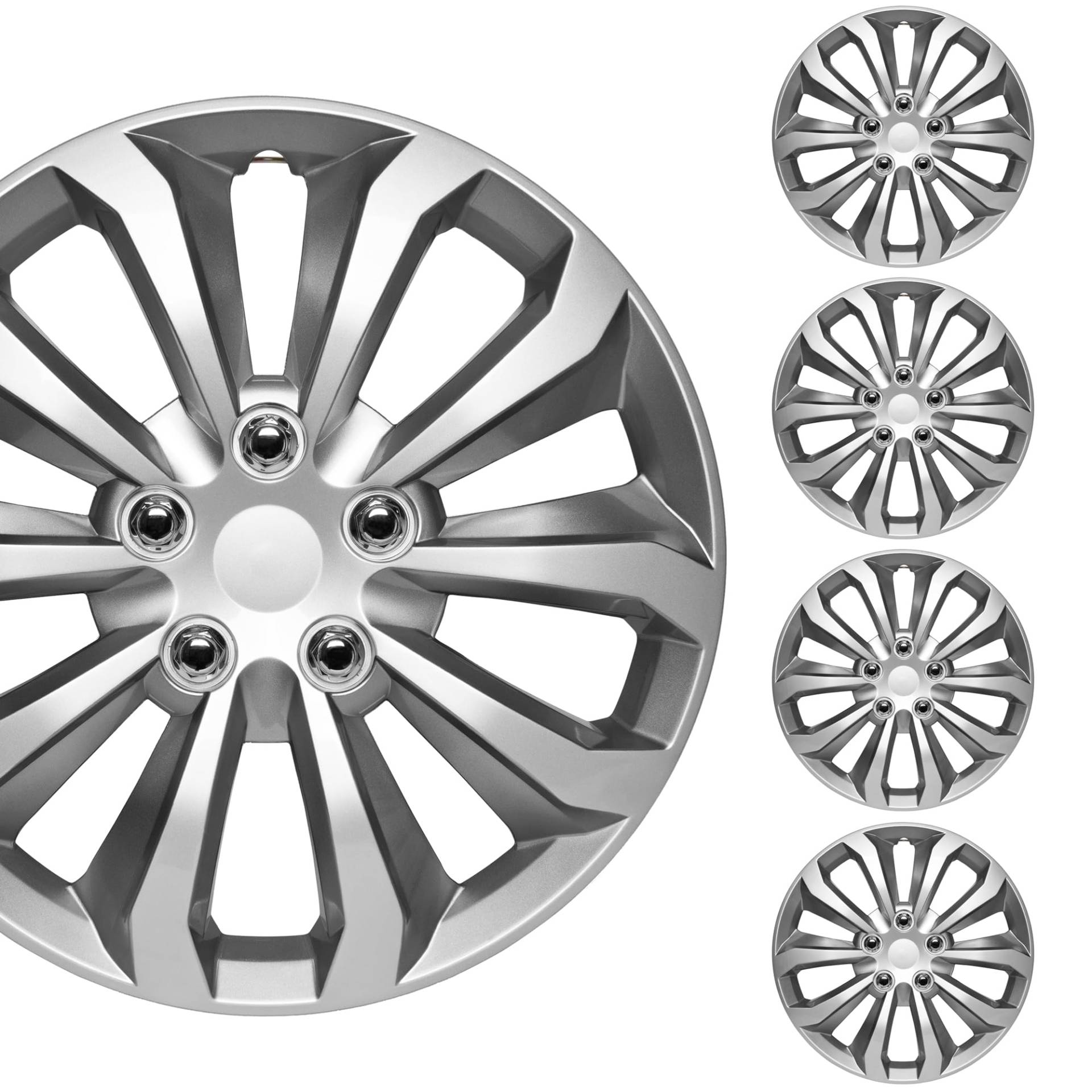 BDK Radkappen Radkappen für Autos, Premium-Silber und Rotguss, Radkappen, 16 Zoll (40,6 cm), Ersatz-Radkappen zum Aufstecken, für Toyota Camry, Corolla Style Automotive (4er-Pack) von BDK