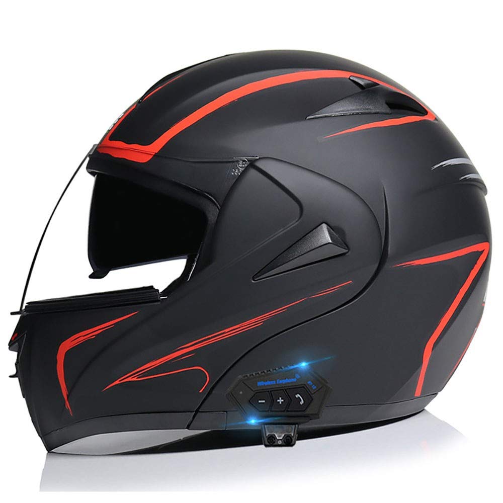 Motorrad Integrierter Bluetooth Helm Klapphelm mit Doppelvisier Motorradhelm Aus ABS-Material Certified ECE mit Eingebautem Mikrofon für Automatische Reaktion von BDTOT