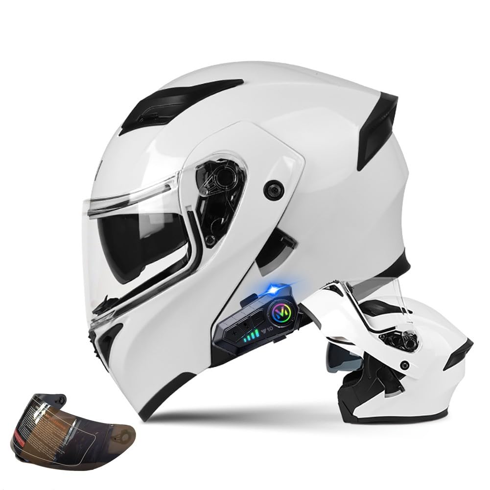 Motorrad Klapphelm mit Bluetooth Motorradhelm Integralhelm mit Doppelvisier DOT/ECE-Zertifiziert Herren Damen Modularer Sturzhelm mit Eingebautem Mikrofon für Automatische Reaktion von BDTOT