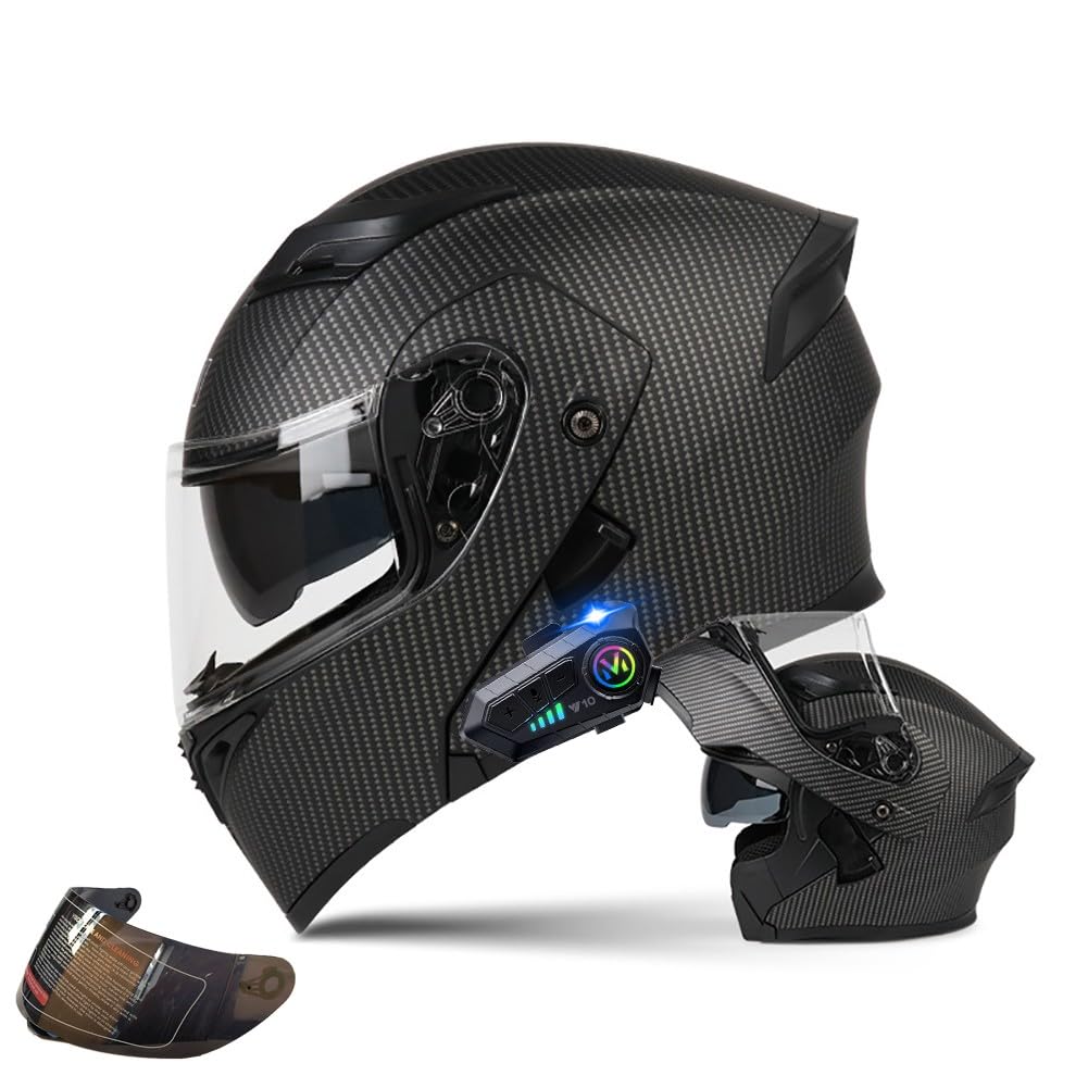 Motorrad Klapphelm mit Bluetooth Motorradhelm Integralhelm mit Doppelvisier DOT/ECE-Zertifiziert Herren Damen Modularer Sturzhelm mit Eingebautem Mikrofon für Automatische Reaktion von BDTOT