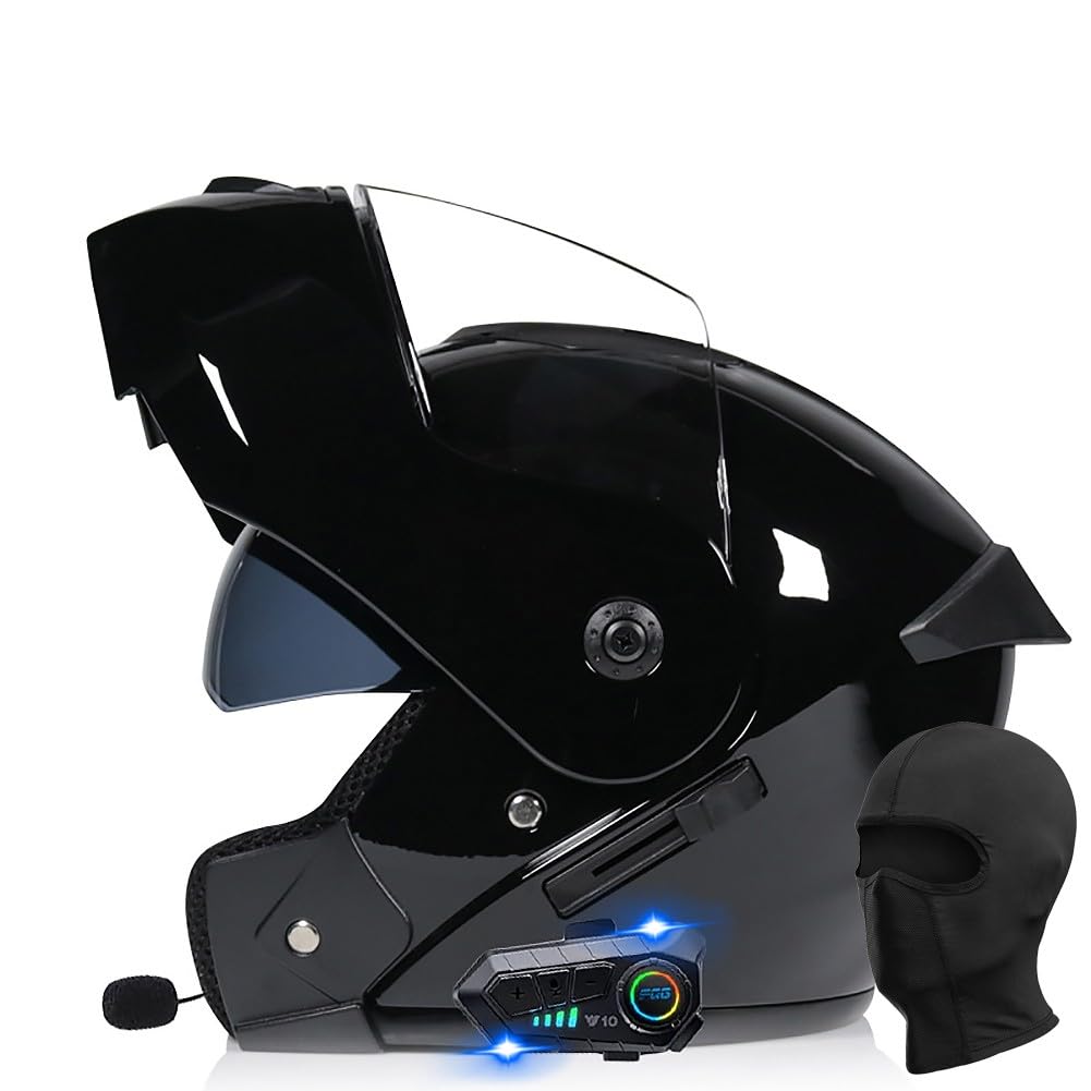 Motorrad Klapphelm mit Bluetooth Motorradhelm mit Sonnenblende ECE Zertifiziert Integralhelm mit Doppelvisier Roller Mofa Helm mit Mikrofon Auto-Antwort für Erwachsene Herren Damen von BDTOT