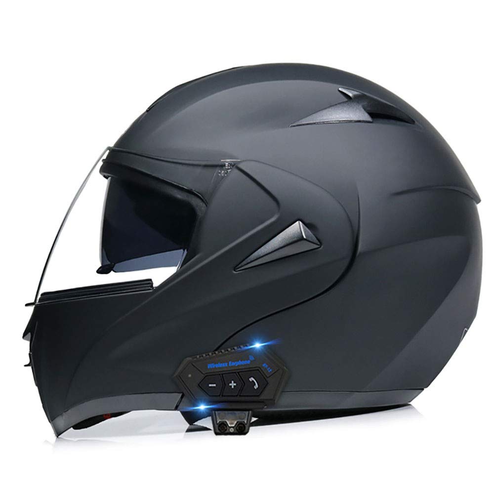 Motorradhelm Helm Motorrad mit Bluetooth Klapphelm ECE Zertifiziert mit Doppelvisier mit Eingebautem Mikrofon für Automatische Beantwortung für Frauen Männer Erwachsene 55-62cm von BDTOT