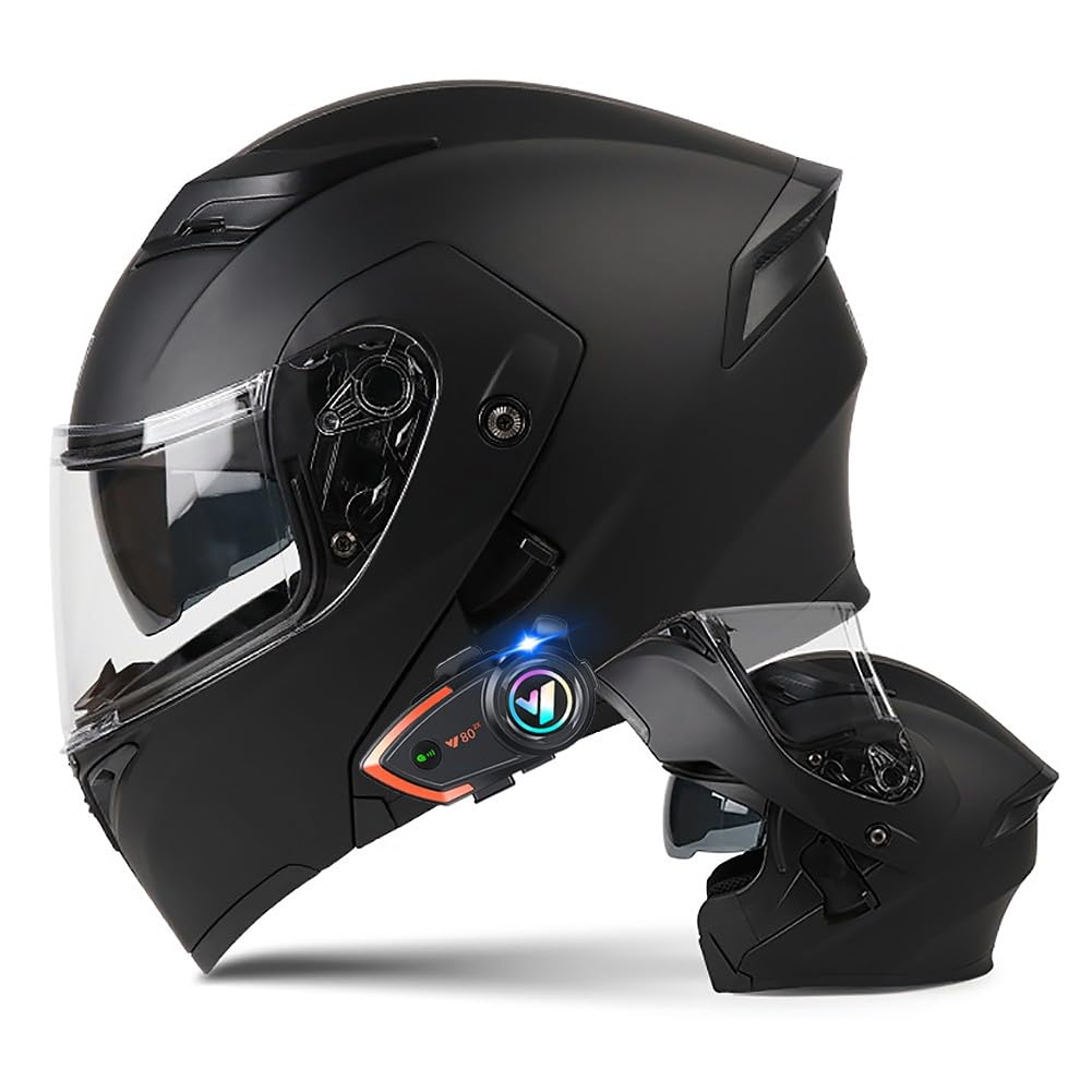 Motorradhelm mit Bluetooth Klapphelm Doppelvisier Modularer Helm ECE Zertifiziert Integralhelm mit Mikrofon für Automatische Reaktion Intercom Sturzhelm für Erwachsene Damen Herren von BDTOT