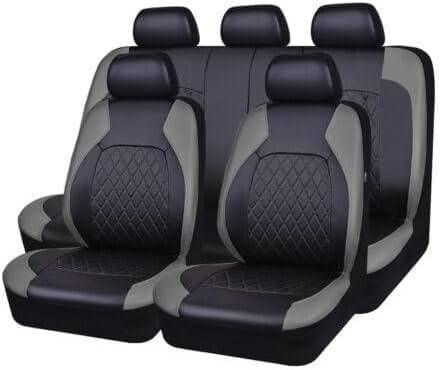 Auto Sitzbezügesets für Audi Q5 8R,Leder Sitzschoner Schonbezug Wasserdichter Atmungsaktiv Bequem Autositzkissen Innenraum Zubehör,A/BlackGray von BDVIK