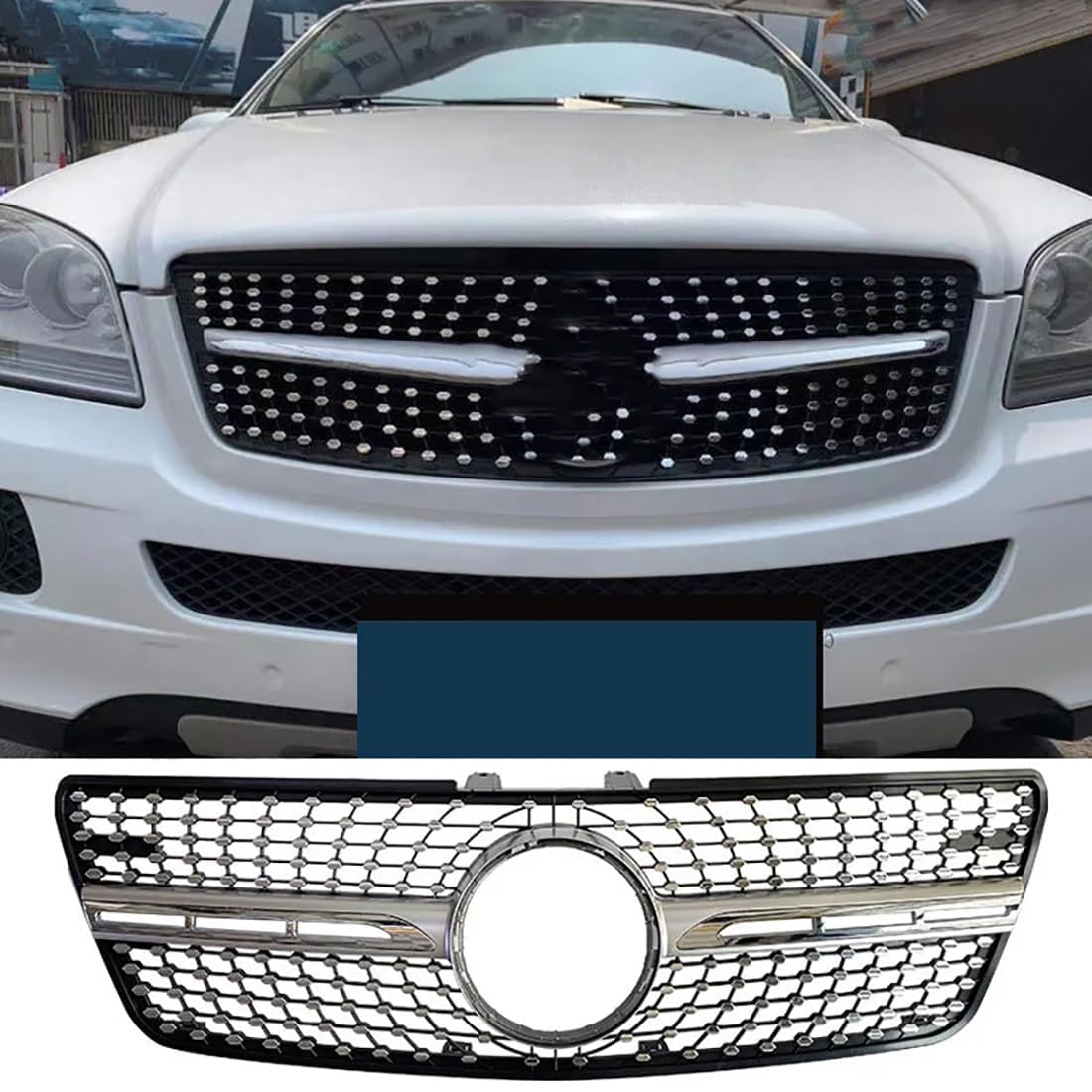 Auto Kühlergrill Front Grill für Mercedes Benz W164 ML Class 2005-2008, Auto Kühlergitter Frontstoßstangengitter, Sport Kühlergrill Wabengrill Dekorative Abdeckung Auto Zubehör von BDWXJP