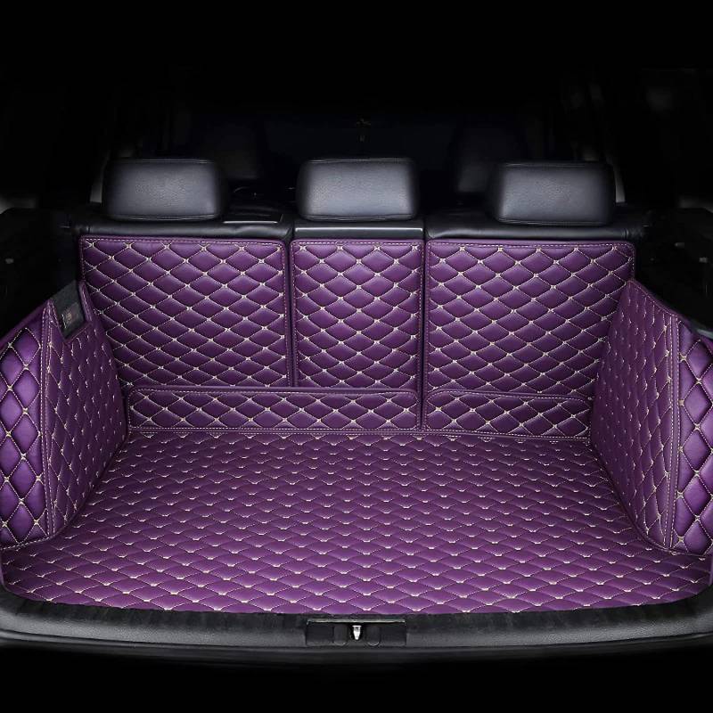 Auto Leder Kofferraum Matte für V-W Passat B8 Variant 2019-2022, Auto Benutzerdefinierte All Inclusive Leders Gepäc Kraumeinlage Kofferraumschutz Tray Zubehö,Purple von BEABAG