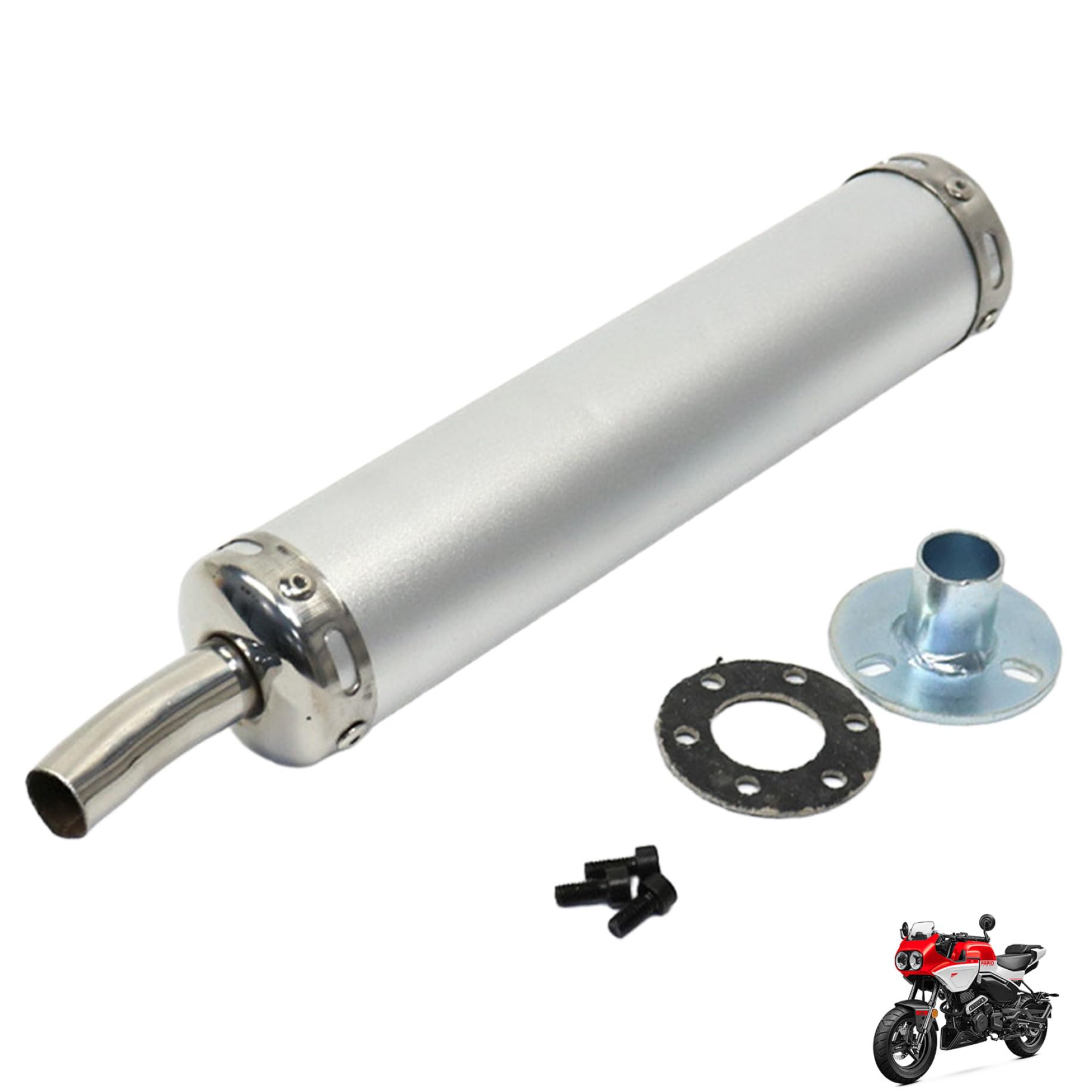 Dirt Bike Auspuff, Motorradauspuffschalldler, 22 -mm -Einlass -Auspuffschalldler, Motorradmuffler aus Edelstahl, Auspuffschalldler für Motorrad Dirt Street Bike Scooter, motorisierter Fahrradabgase von BEAHING