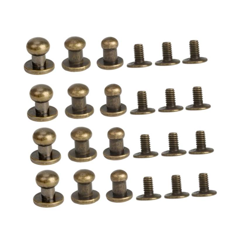 BEBEMOKO 72 Stück DIY Gepäckzubehör Schraubnägel Set Bronze Dicke Flankennägel für Lederwaren Enthält 12 Paar je 8 mm 7 mm 6 mm Ideal zum Basteln und Reparieren von Zubehör von BEBEMOKO