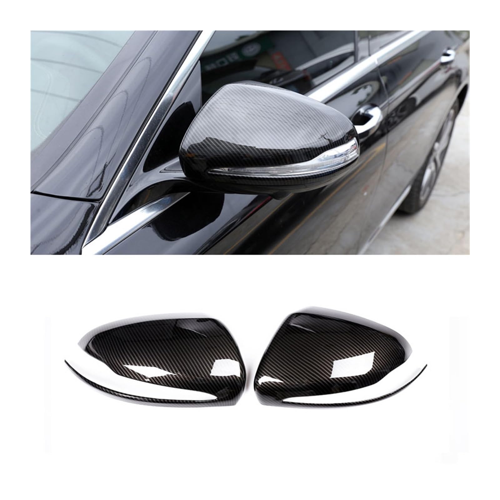 Auto Seitenspiegel Flügelspiegel Rückansicht Abdeckung Trim für -Für Benz CES GLC Klasse W205 X253 W222 W213 15-19 Interieur Zubehör Auto Innenraum(Carbon fiber color) von BEEBY