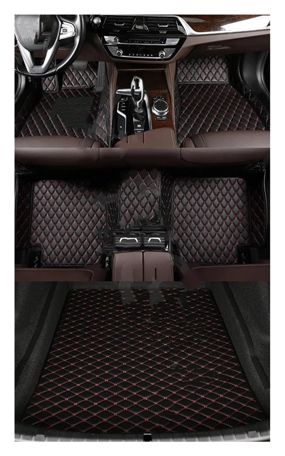 Autoteppich Benutzerdefinierte Auto-Bodenmatte Für Ford Für Explorer 5 Sitz 2006–2015, Innenzubehör, Kofferraummatte Auto Fußmatten(Black Red,4 pieces) von BEEBY