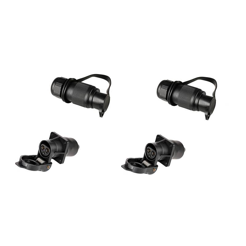 BEIJISTAR 2 x 3 pol Stecker und Steckdose, 3 Poliger Stecker Steckdose 12V Traktor, Nach DIN 9680, Flachsteckanschluss für 12V Systeme, Stecker 3 Polig für Anhänger Landmaschine (4-Loch Montagepunkt) von BEIJISTAR