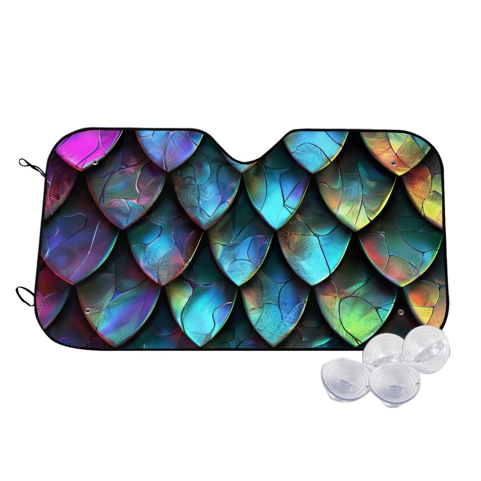 3D Magical Dragon Scales Pattern Printed Car Windshield Sun Shade Blocks UV Rays, Car Front Window Sunshade Cute Sun Visor Protector Car Window Shades for Truck SUV Medium von BEIVGOXL