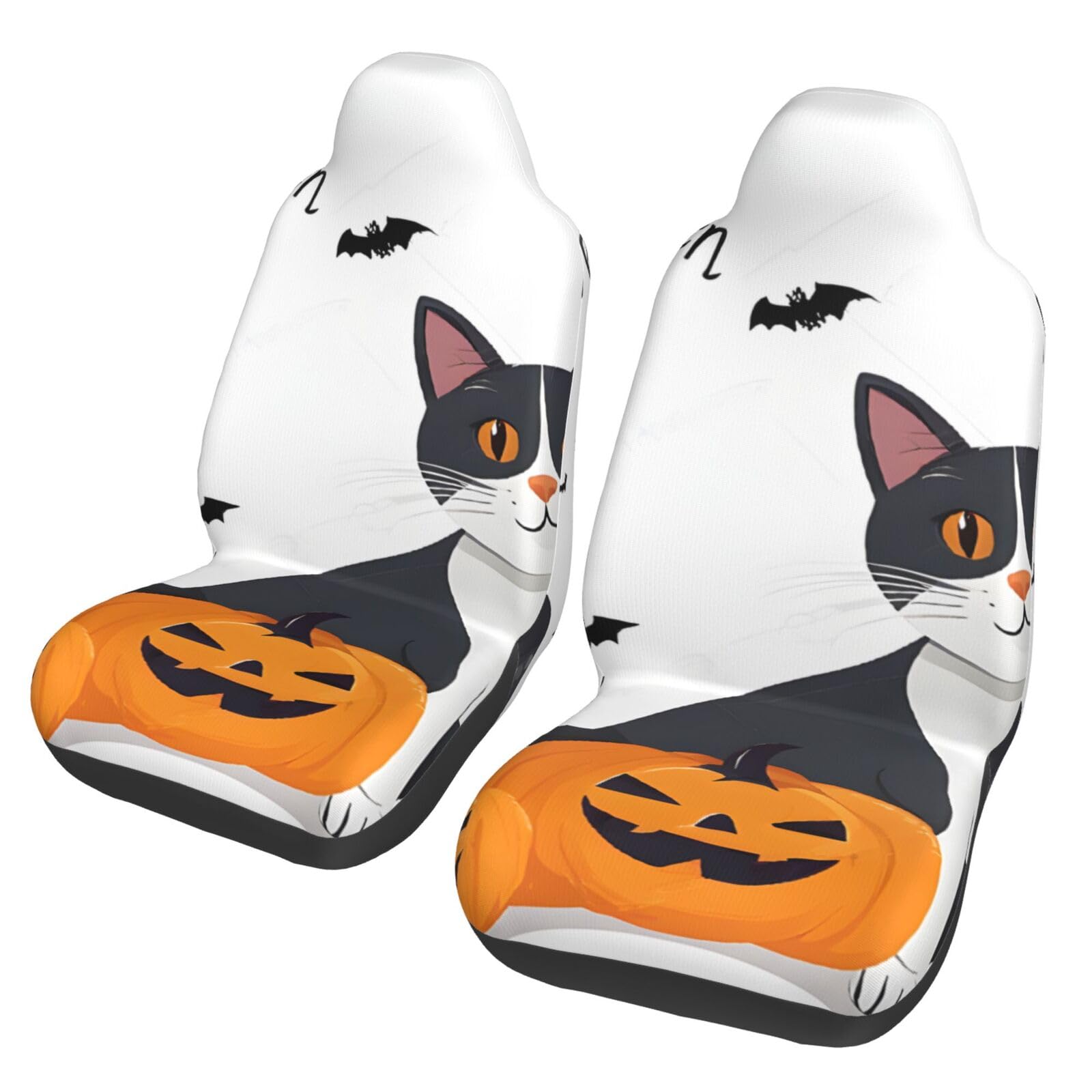 BEIVGOXL Autositzbezüge, Motiv: Happy Halloween Day, bedruckt, komplettes Set für Damen, universelle Autositzbezüge, einfach zu installieren, passend für die meisten Autos, Limousinen, SUVs, Vans, 2 von BEIVGOXL