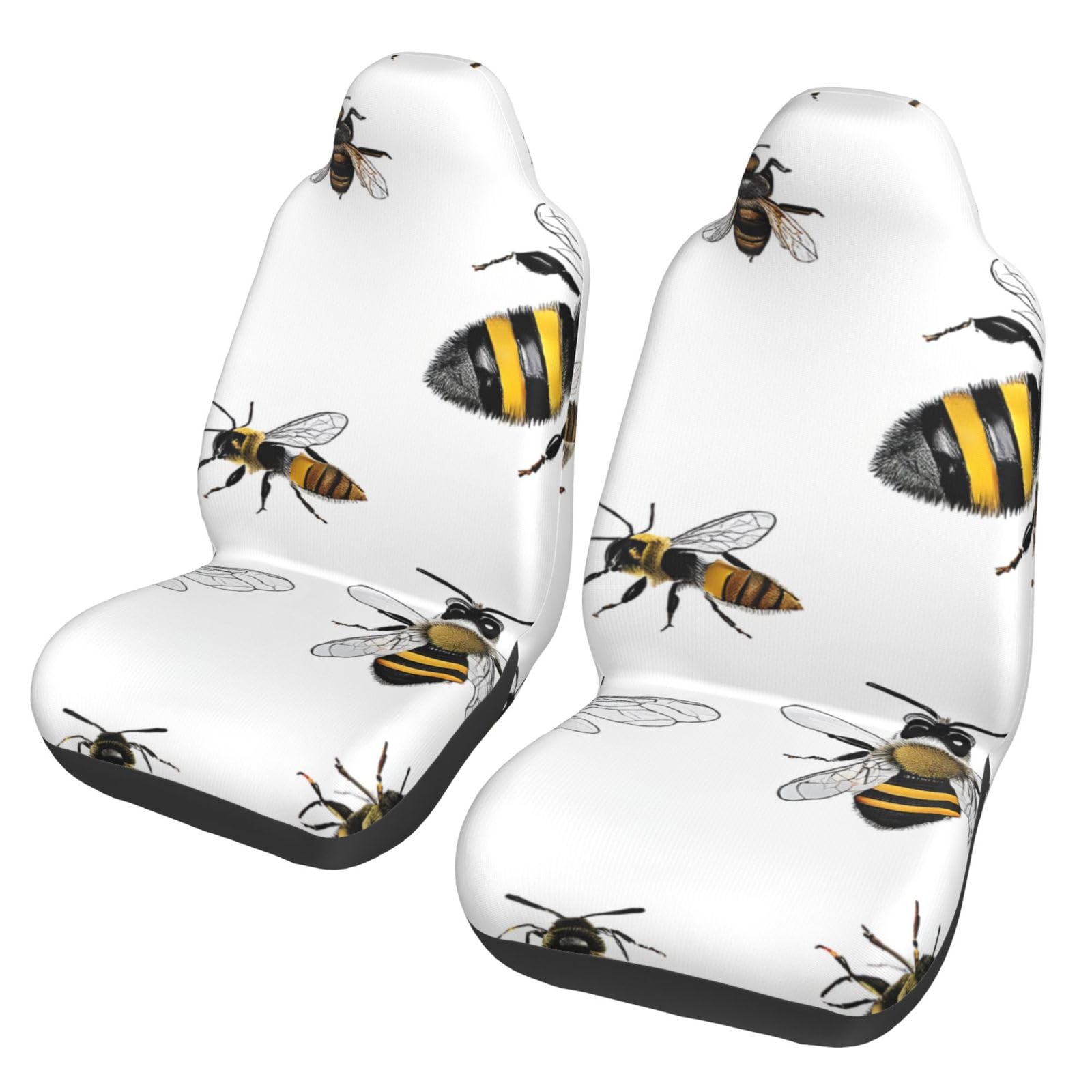 BEIVGOXL Funny Bees bedruckte Autositzbezüge, komplettes Set für Damen, universelle Autositzbezüge, einfach zu installieren, passend für die meisten Autos, Limousinen, SUVs, Vans, 2 Stück von BEIVGOXL