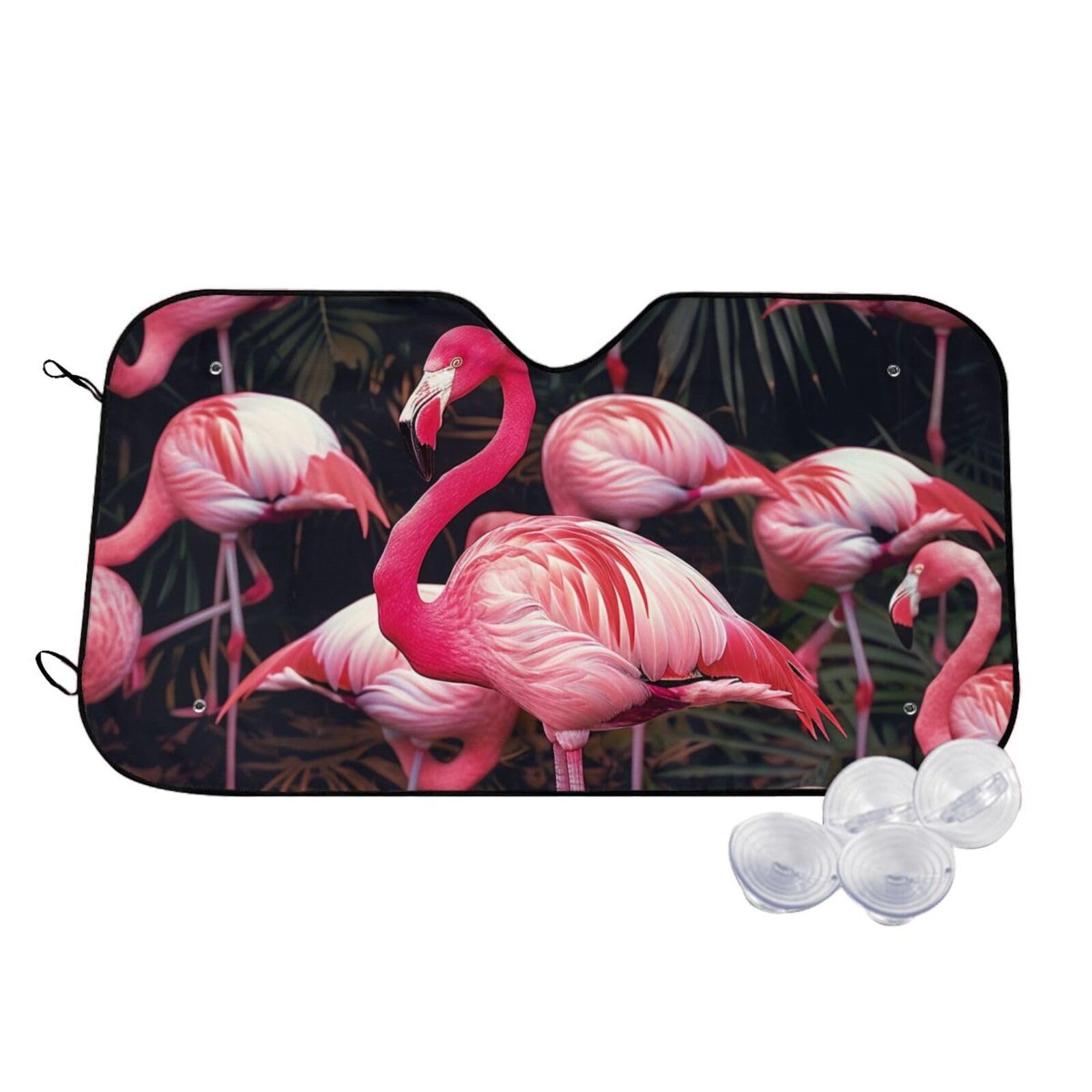 Flamingo bedruckter Sonnenschutz für die Windschutzscheibe, blockiert UV-Strahlen, Sonnenschutz für die Frontscheibe, niedlicher Sonnenschutz, Auto-Fenster-Sonnenschutz für LKW, SUV, Größe M von BEIVGOXL