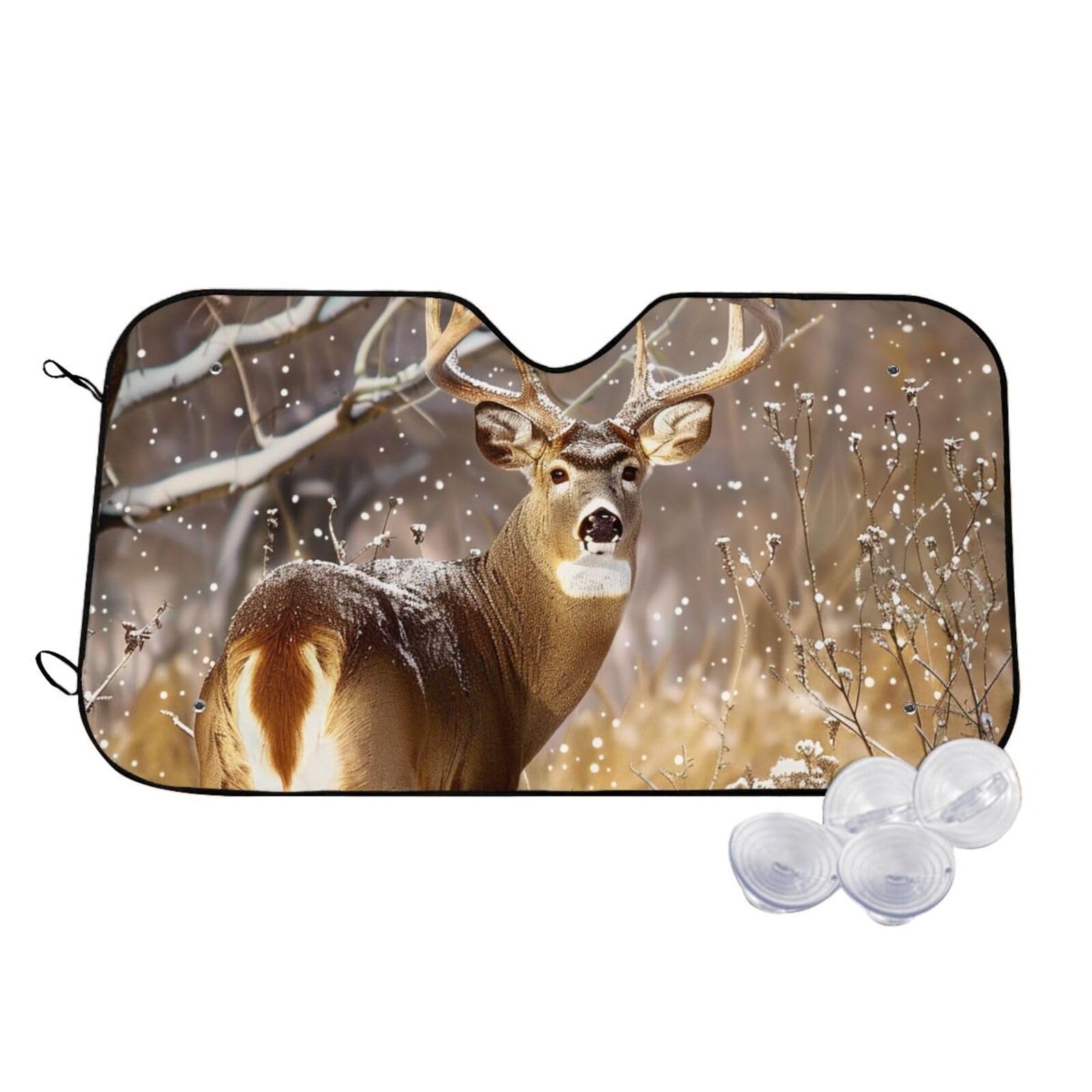 Free Whitetail Deer Printed Car Windshield Sun Shade Blocks UV Rays, Car Front Window Sunshade Cute Sun Visor Protector Car Window Shades for Truck SUV Medium von BEIVGOXL