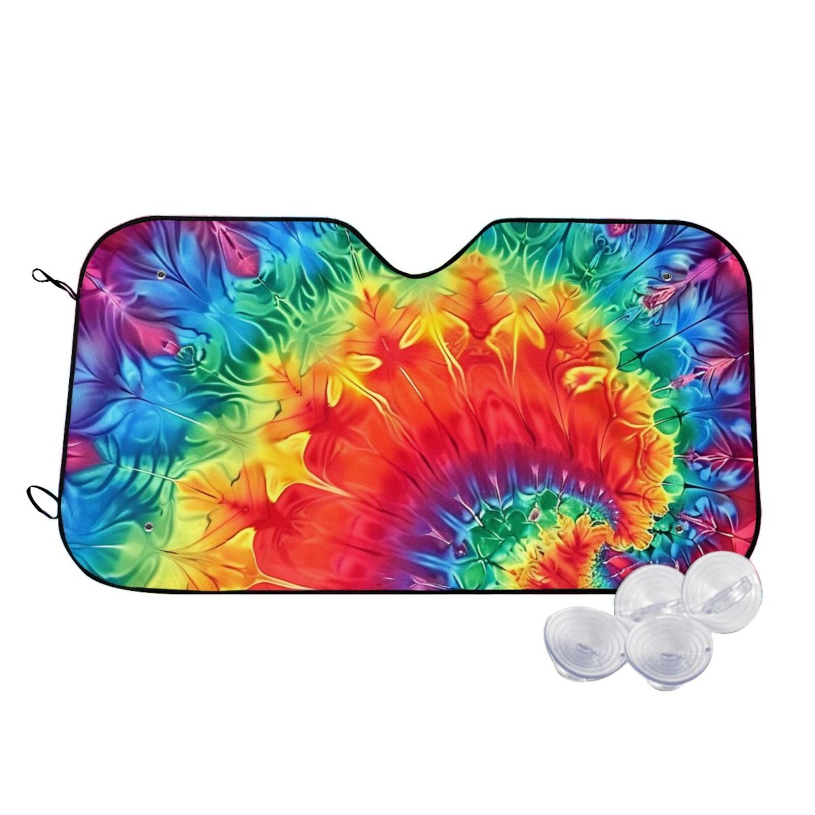 Rainbow Tie Dye-Red Printed Car Windshield Sun Shade Blocks UV Rays, Car Front Window Sunshade Cute Sun Visor Protector Car Window Shades for Truck SUV Medium von BEIVGOXL