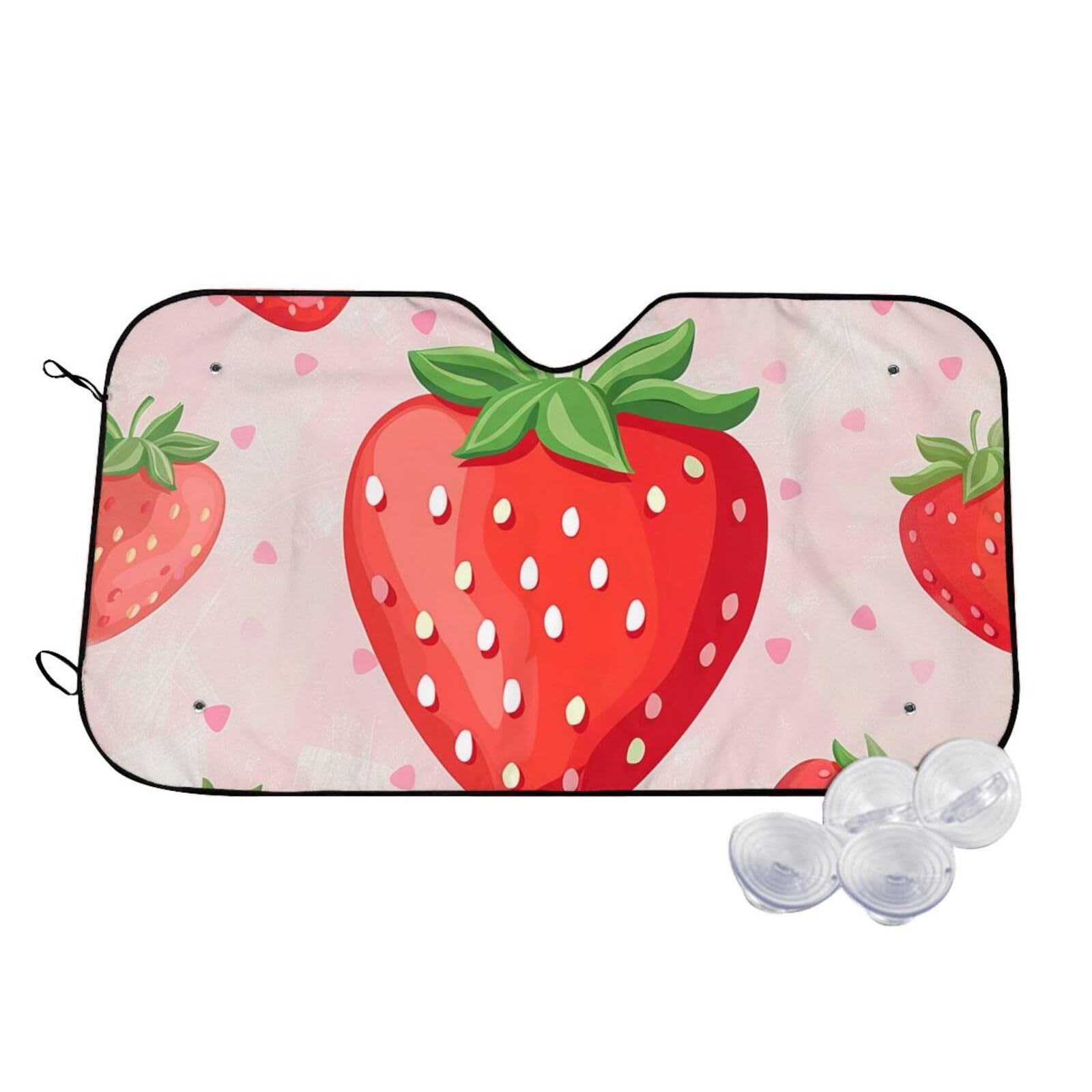 Strawberry Print Printed Car Windshield Sun Shade Blocks UV Rays, Car Front Window Sunshade Cute Sun Visor Protector Car Window Shades for Truck SUV Medium von BEIVGOXL