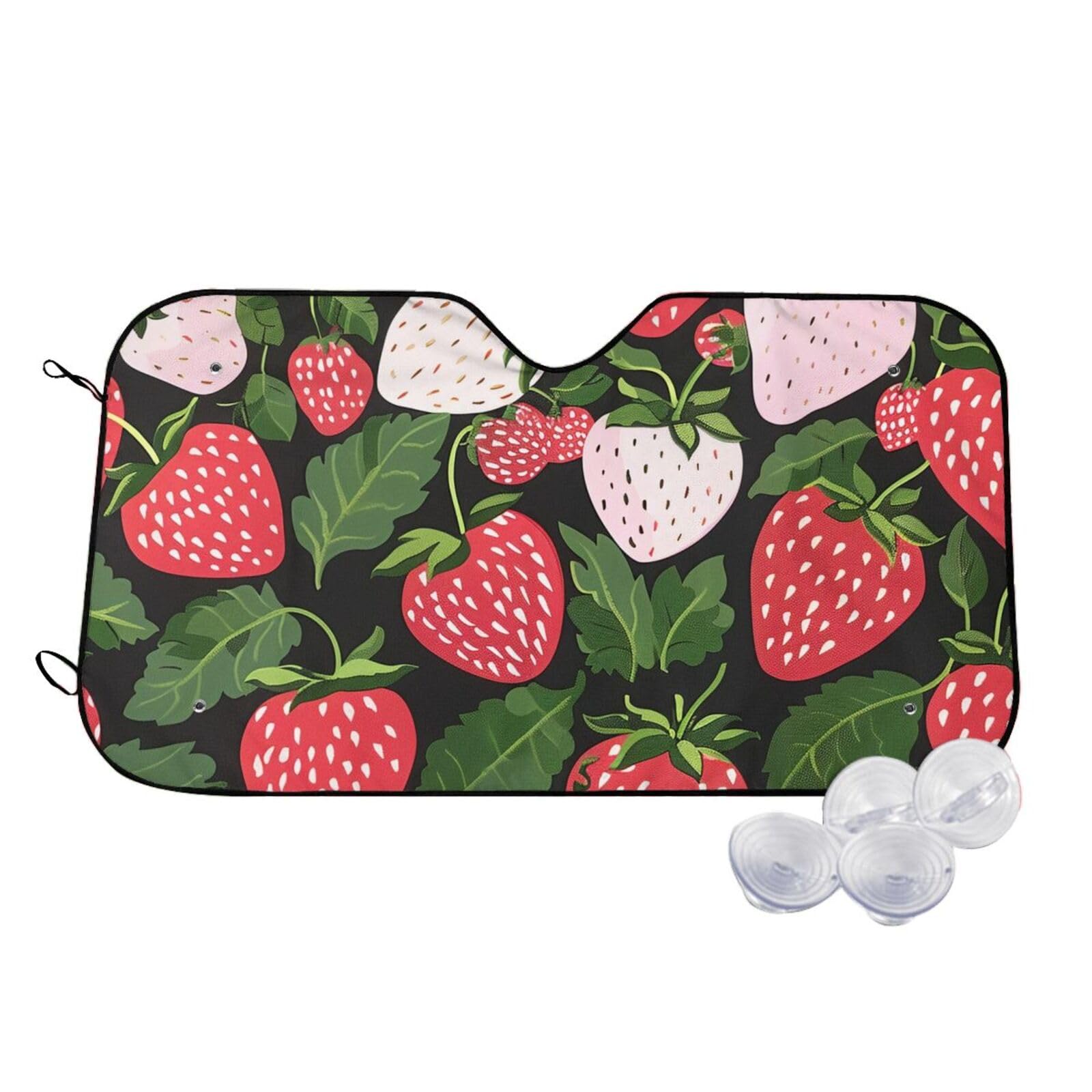 Strawberry Print Printed Car Windshield Sun Shade Blocks UV Rays, Car Front Window Sunshade Cute Sun Visor Protector Car Window Shades for Truck SUV Medium von BEIVGOXL