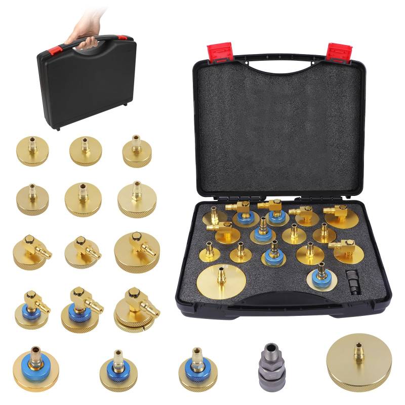 BELEY 17PCS Bremsenentlüftungsgerät Adapter Set Hauptbremszylinder-Entlüftungs-Werkzeugsatz für Bremsenentlüfter Auto Bremsenentlüftungsgerät kfz von BELEY