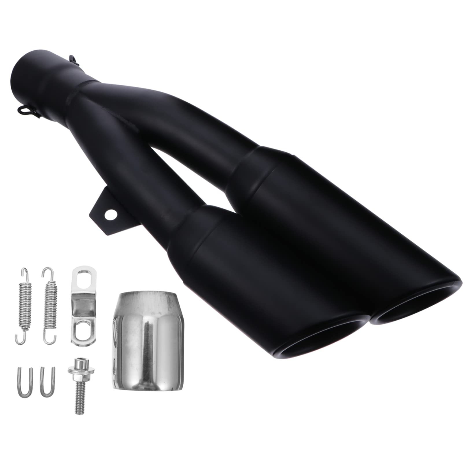 BELLIFFY 1 Satz Auspuff abgasschlauch exhaust pipe abluftrohr motorbike accessories abgasrohr exhaust motorroller zubehör Doppelrohr Motorschalldämpfer Rostfreier Stahl Black von BELLIFFY