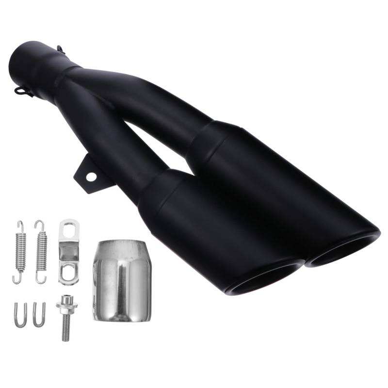 BELLIFFY 1 Satz Auspuff abgasschlauch exhaust pipe abluftrohr motorbike accessories abgasrohr exhaust motorroller zubehör Doppelrohr Motorschalldämpfer Rostfreier Stahl Black von BELLIFFY