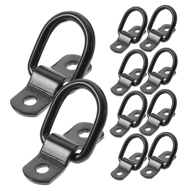 BELLIFFY 10St D-Ring Fester Ankerhaken Einsatz Welle Anhänger binden Sitz Heben Rad Wall Hooks Wandhaken LKW Ankerhaken Schwerlastanker zur Befestigung Hochleistungs-D-Ringe aus Stahl Black von BELLIFFY