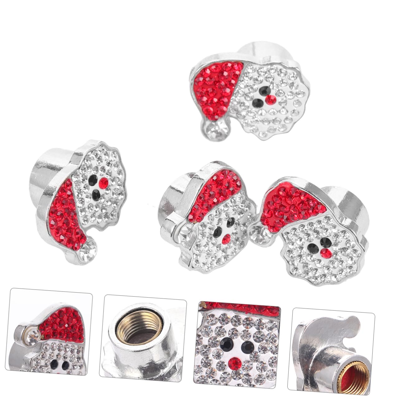 BELLIFFY 4 Stücke Santa Claus Reifen Ventil Stem Kupfer Reifen Felge Stem Caps Strass Auto Zubehör Decor von BELLIFFY